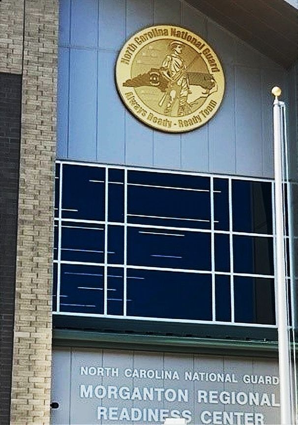 MP-1337 - Large Eight Foot Diameter Carved Plaque of the Seal of the North Carolina National Guard, Installed on the morganton Regional Readiness Center 