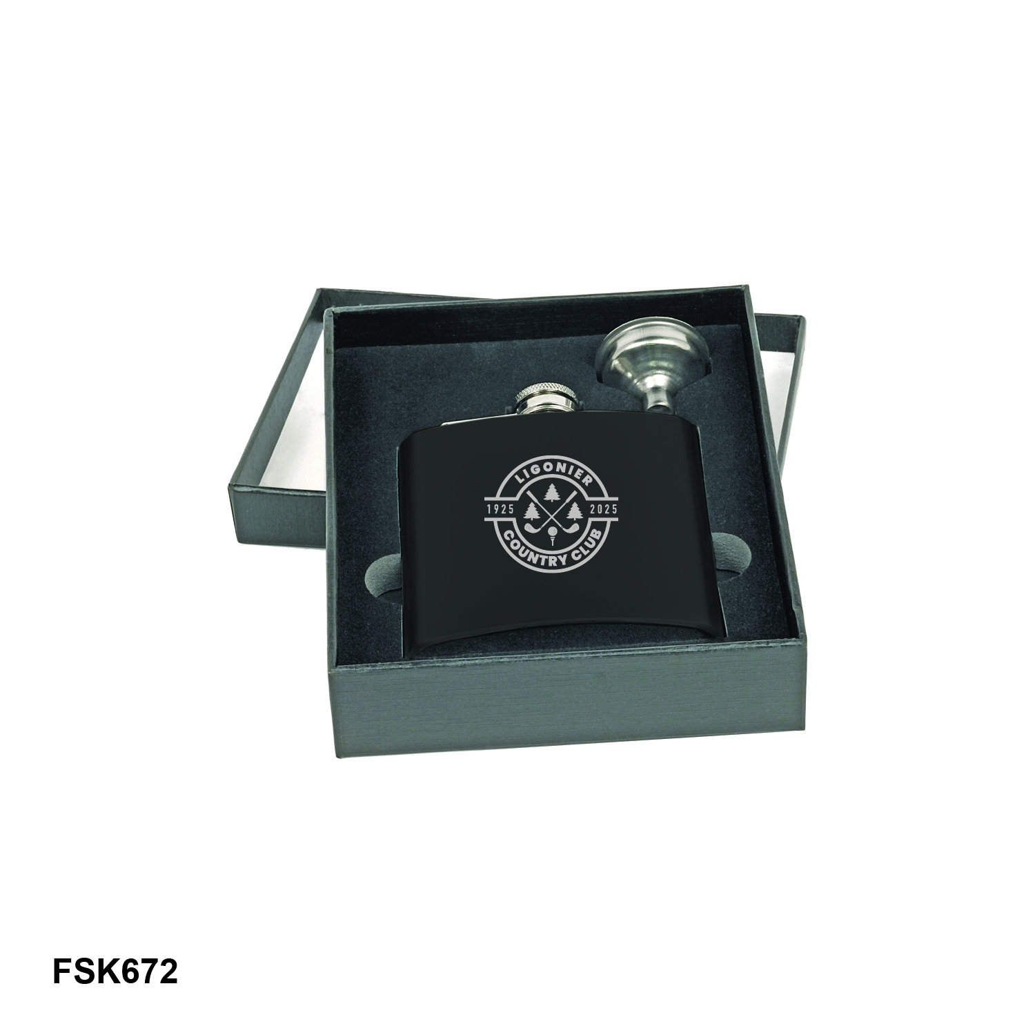 6 oz. Matte Black Flask Set in Black Presentation Box