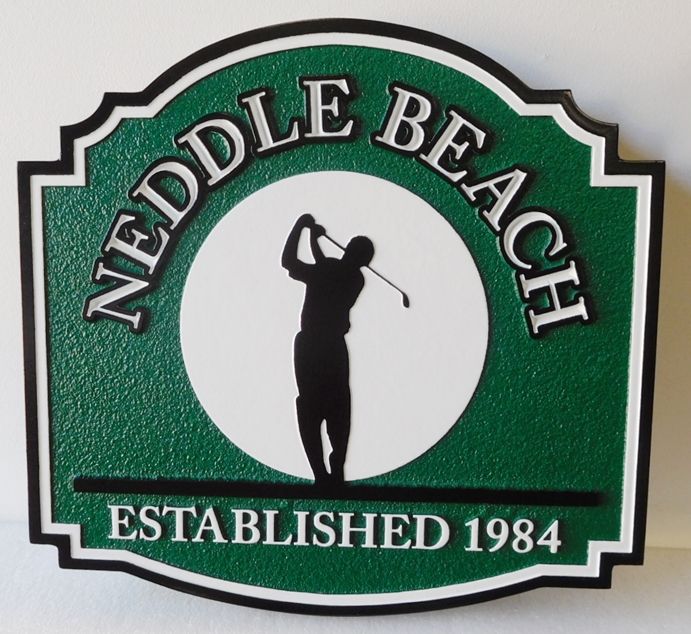 E14788- Golfer Residence  Sign with  with "Top of Swing" Silhouette Image of Golfer