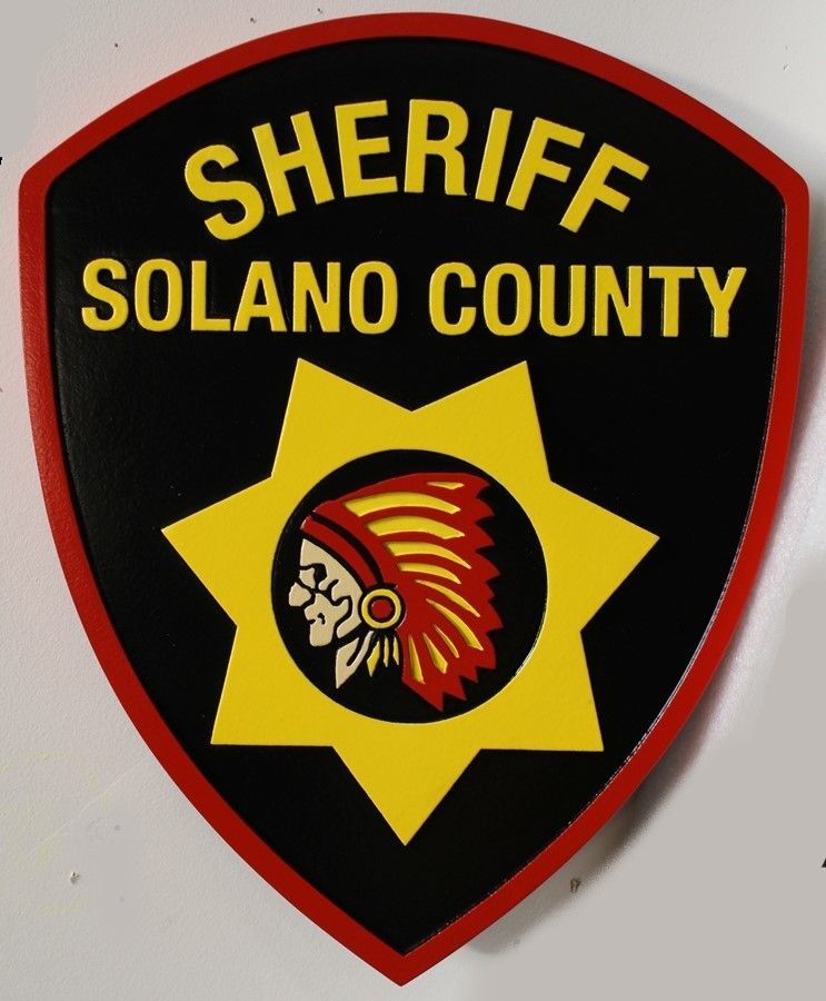 PP-2170 - Carved 2.5-D HDU Plaque of the Shoulder Patch of the Sheriff of Solano County, California shoulder