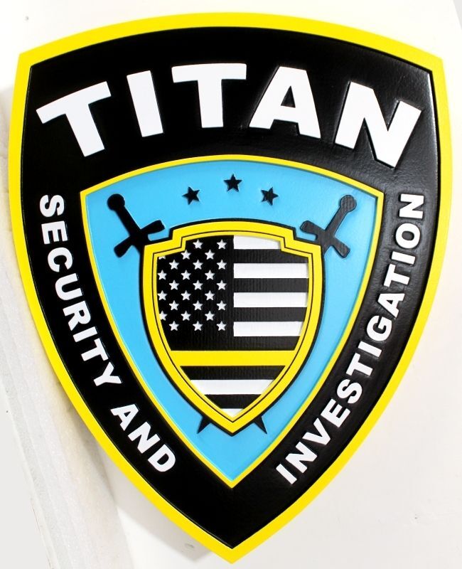 SA28865 - Carved Sign for "Titan Security" 