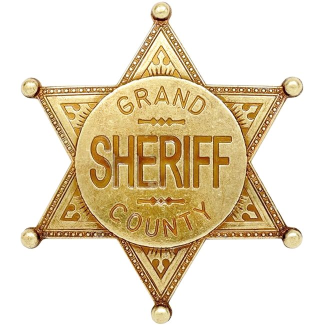 PP-1740 - Engraved Wall Plaque of the Star Badge of the Sheriff, Grand County (Antique), Brass Plated
