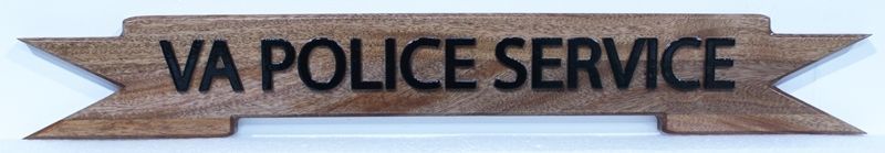 PP-3432= Carved Mahogany Wood Sign for VA Police Service