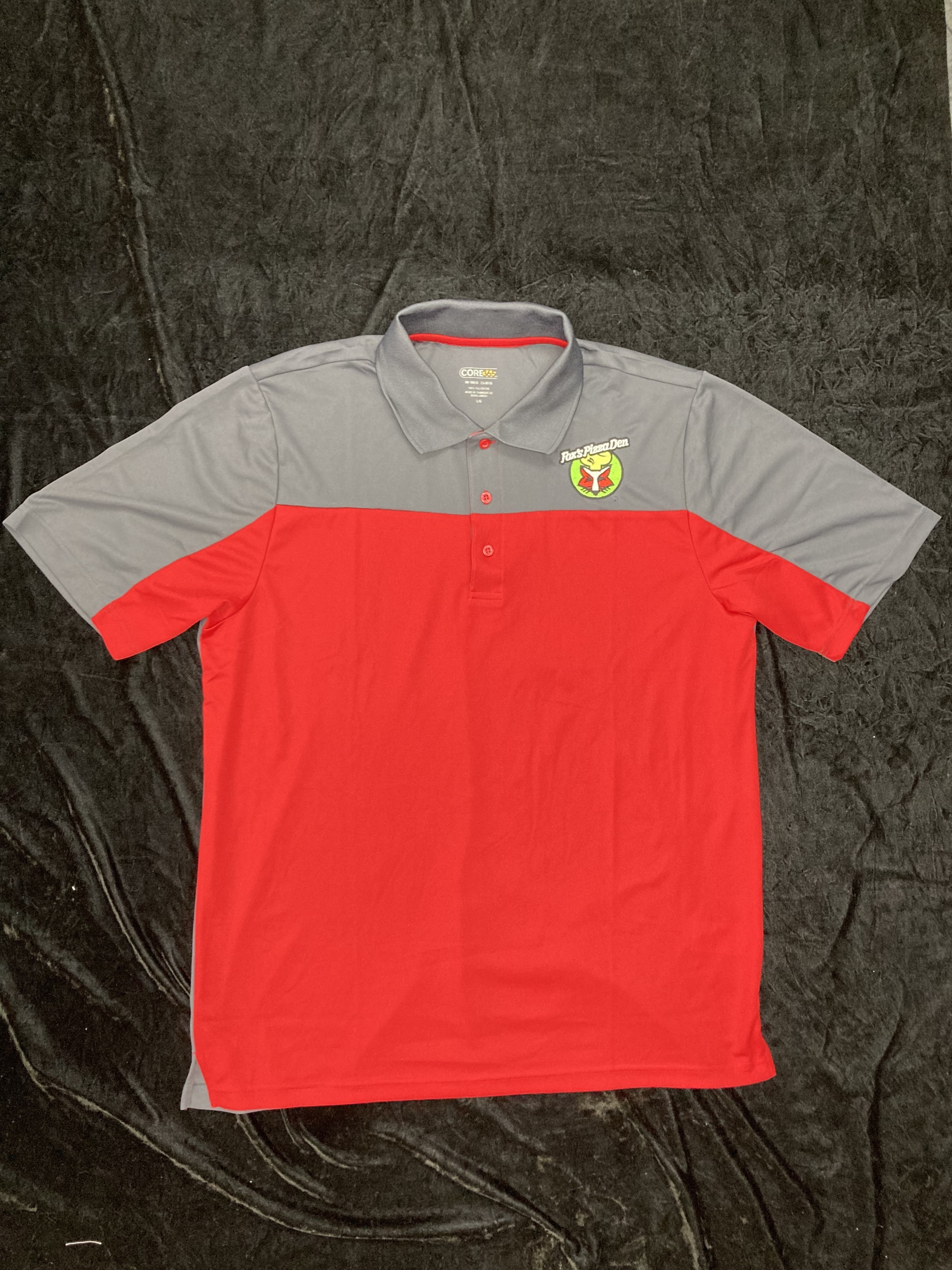 SALE Fox's Logo - Large Red/Grey Color-Block Moisture-Wicking Polo