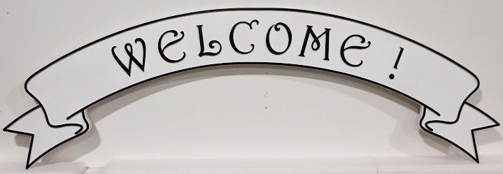 Q25061A - Carved and Sandblasted "Welcome!" Sign for Restaurant