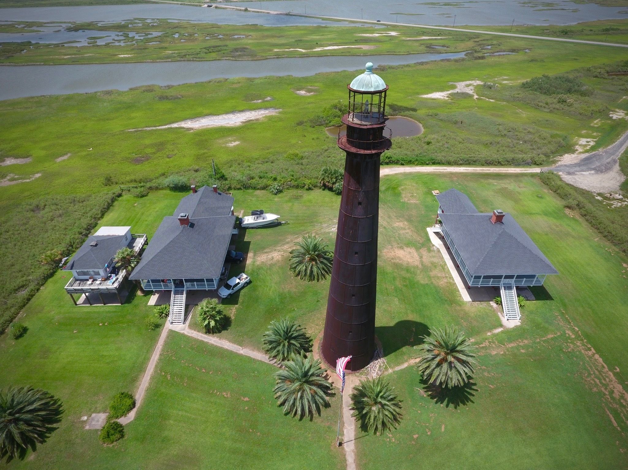 Aerial view of the Bolivar Point Lighthouse