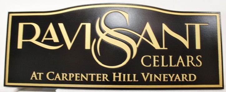 R27027 - Elegant Carved HDU 2.5D Entrance Sign for "Ravissant Cellars"