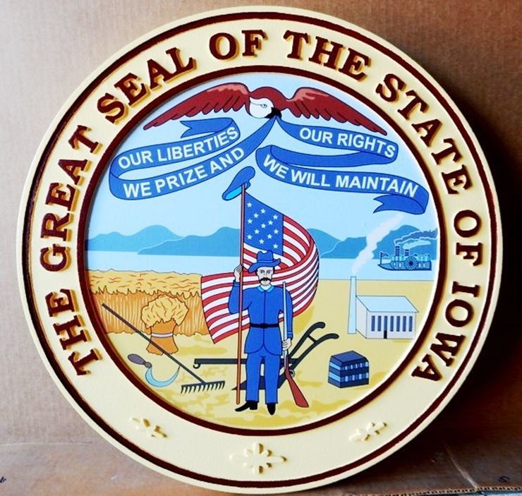 W32201 - Carved HDU Seal of the State of Iowa