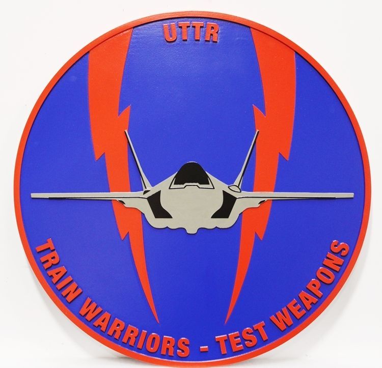 LP-5186 - Carved 2.5-D HDU Plaque of the Crest of the Utah Test & Training Range (UTTR), US Air Force