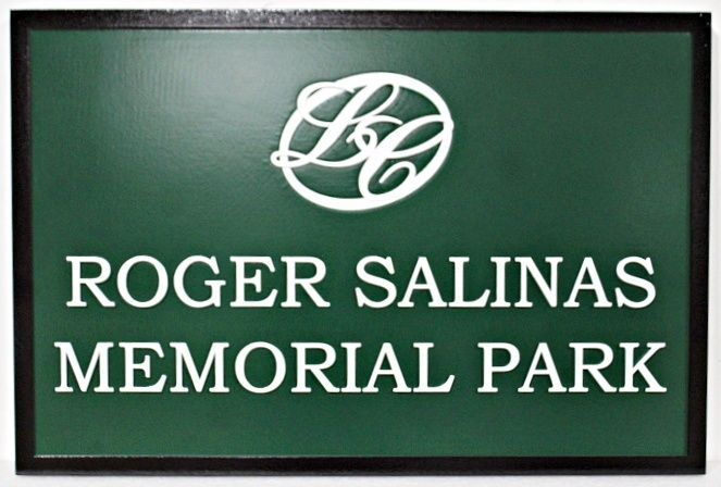 GA16545B - Carved and Sandblasted HDU Sign for "Roger Salinas Memorial Park"