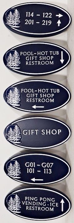 T29411 - Carved and Sandblasted HDU Wayfinding Signs for a Hotel