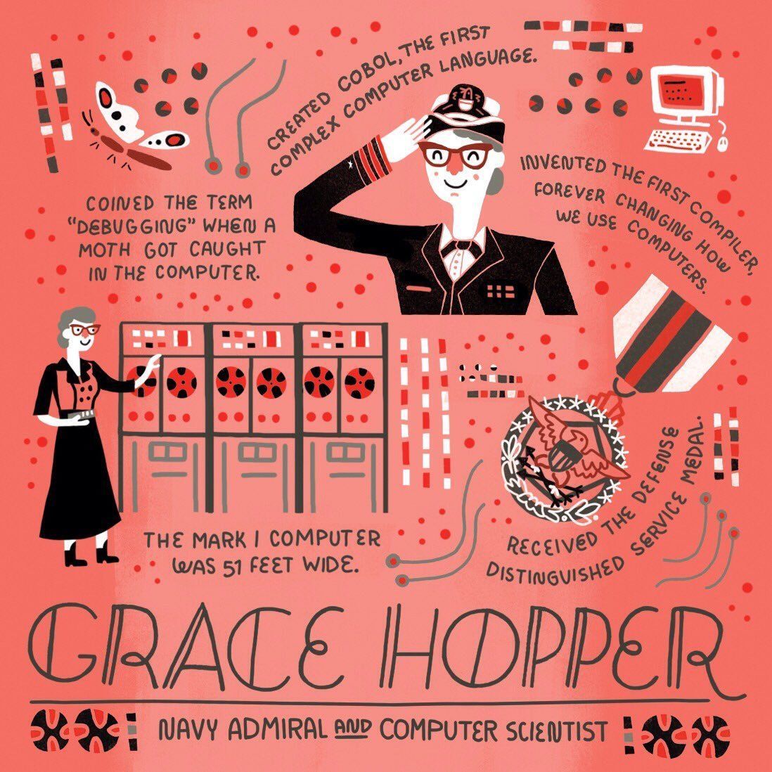 Grace Hopper Illustration by artist Rachel Ignotofsky.