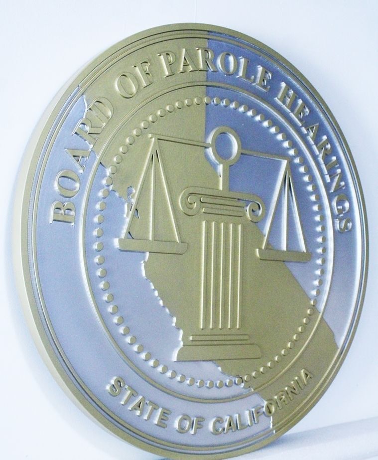 GP-1062 -   Carved 2.5D HDU  Plaque for the Board of Parole Hearings of the State of California  (Side View) 