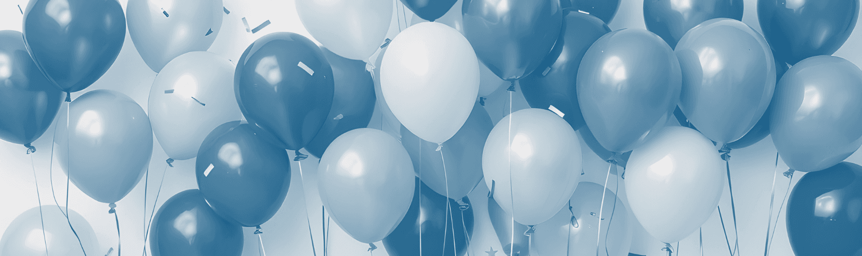 Stock photo features blue and white balloons