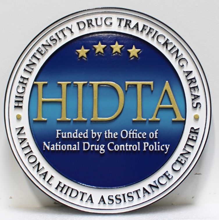 AP-2537- Carved Plaque of the Seal of the National HIDTA Assistance Center,  DEA