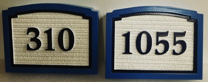 KA20905 - Carved HDU Street Number Address Signs, with  Wood Grain Texture
