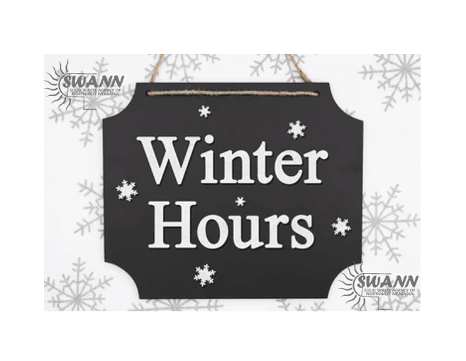 SWANN Winter Hours December 1st to April 1st