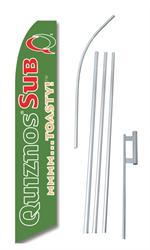 Quiznos Sub Green Swooper/Feather Flag + Pole + Ground Spike