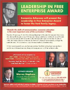 Presenting the Leadership in Free Enterprise Award to Ford Family