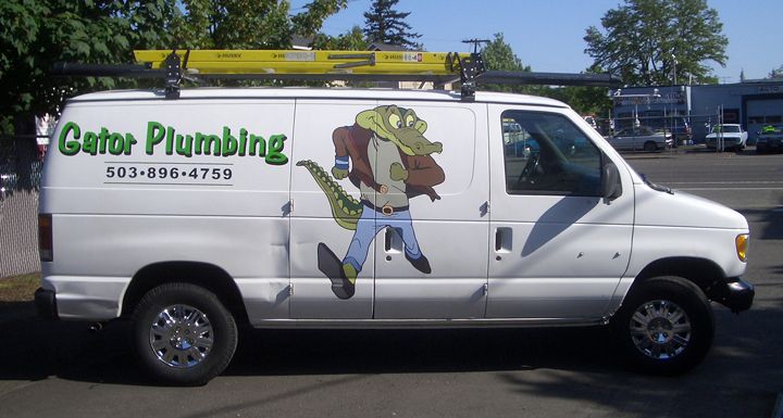 Gator Plumbing Van full color digital Print vehicle graphics