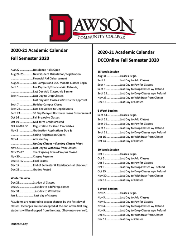 Academic Calendar