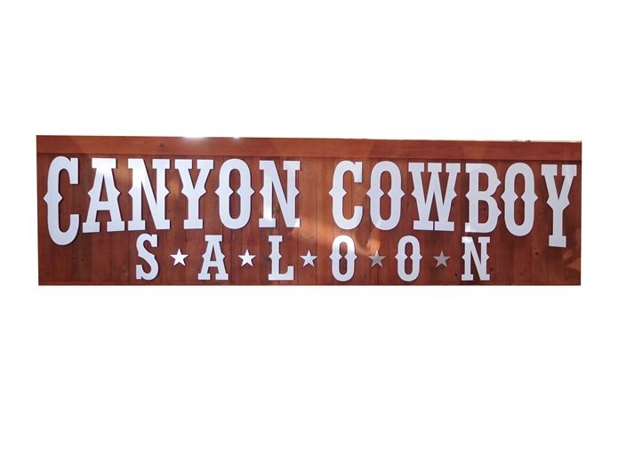 RB27102 -  Cedar Wood Rustic "Western Canyon Cowboy Saloon" Sign, with Cut-Out Letters