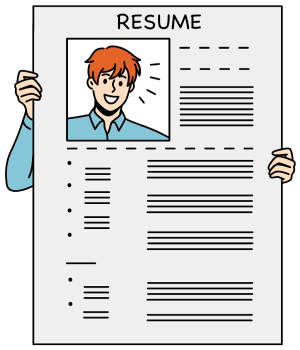 illustration of a man holding a resume