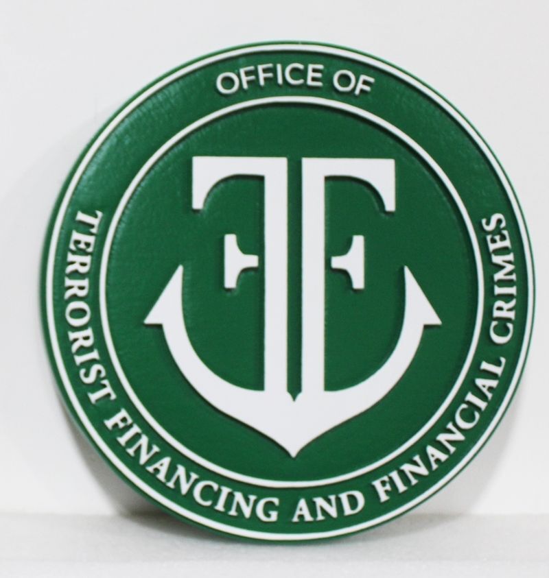 AP - 4750 - Carved 2.5-D Wall Plaque of Seal of the Office of Terrorist Financing and Financial Crimes, Department of the Treasury