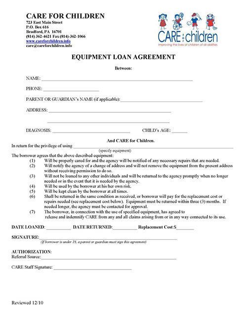 Equipment Loan Agreement Form