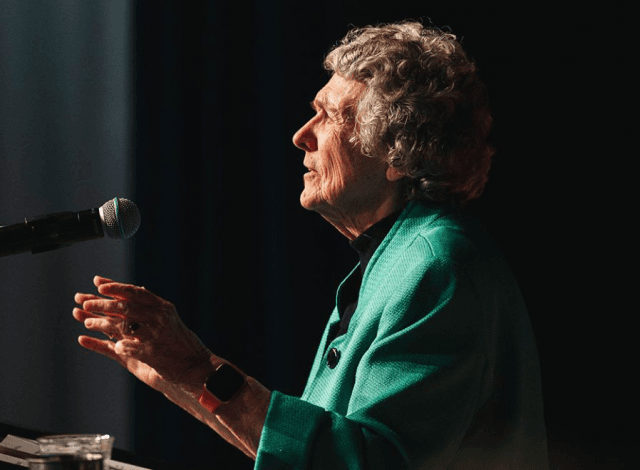 Benedictine Sr. Joan Chittister speaks at a forum hosted by the Australian church reform group Catalyst for Renewal in Sydney on May 31. (Photo credit: Catalyst for Renewal/Darcie Collington)