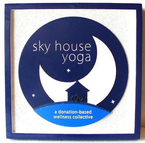 B11231 - Carved HDU Sign for Sky House Yoga