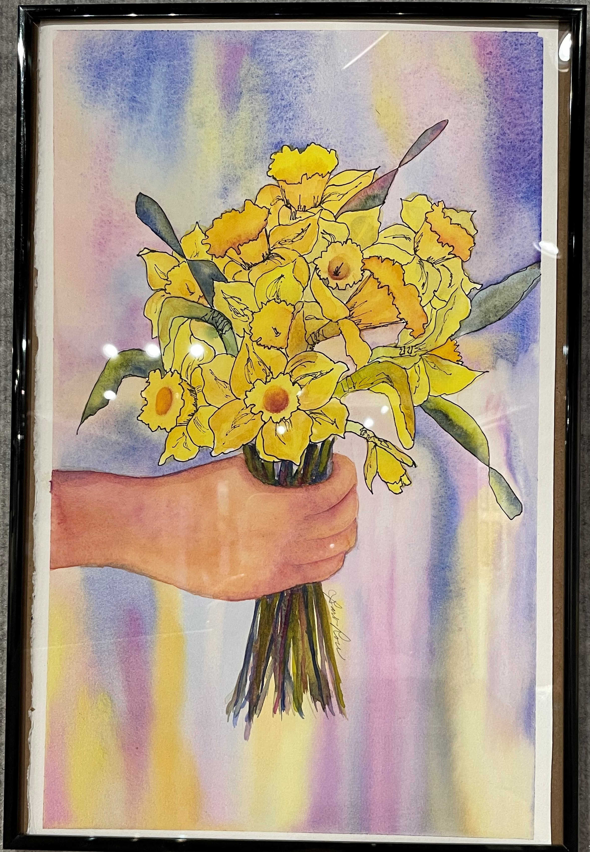 Bouquet of Hope in Black Frame