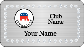 RECTANGLE BLING NAME BADGE ONE COLOR REP