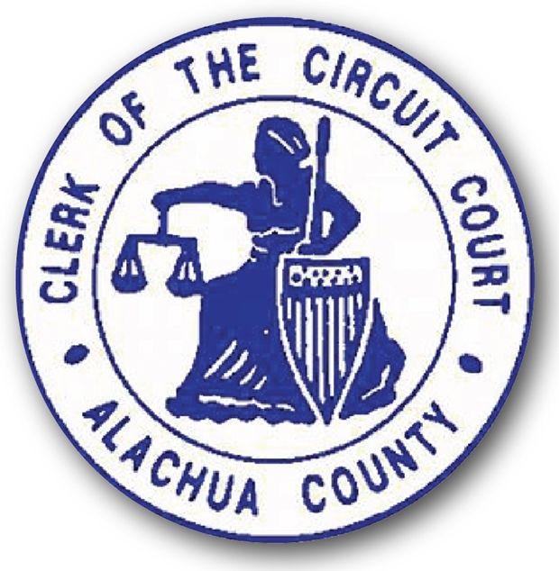 HP-1400 - Carved Plaque of the Seal of the Circuit Court,  Aluchua County, Florida, Artist Painted 