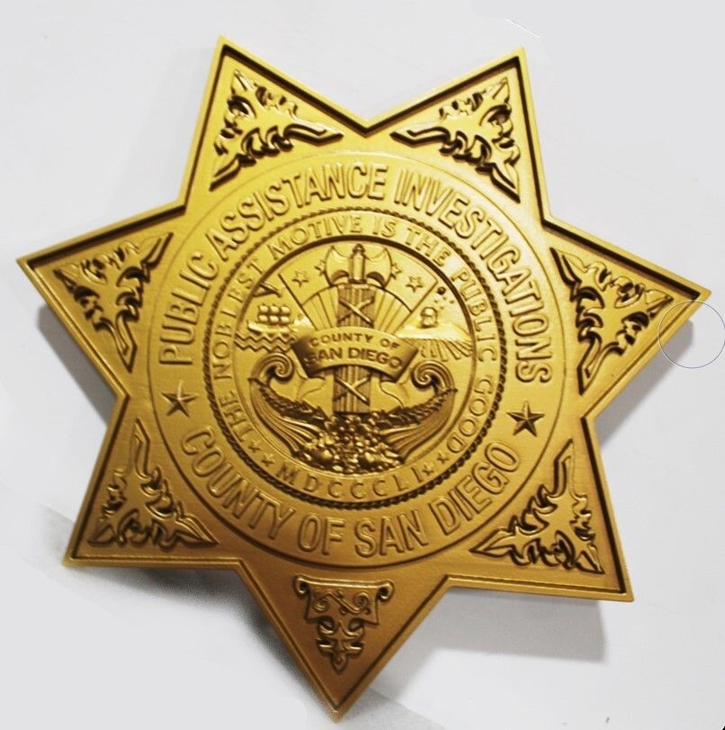 PP-1732 - Carved 3-D Bas-Relief  Plaque of  a Public Assistance Investigator, County of San Diego