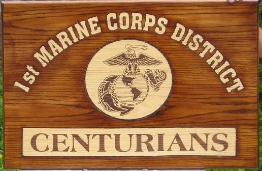 WW8050 - Marine Corps Plaque, Engraved Stained Red Oak