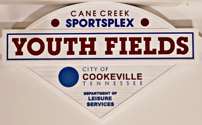 GA16550A - Carved and Sandblasted HDU Wood Grain Sign for "Cane Creek Sportsplex Youth Fields"