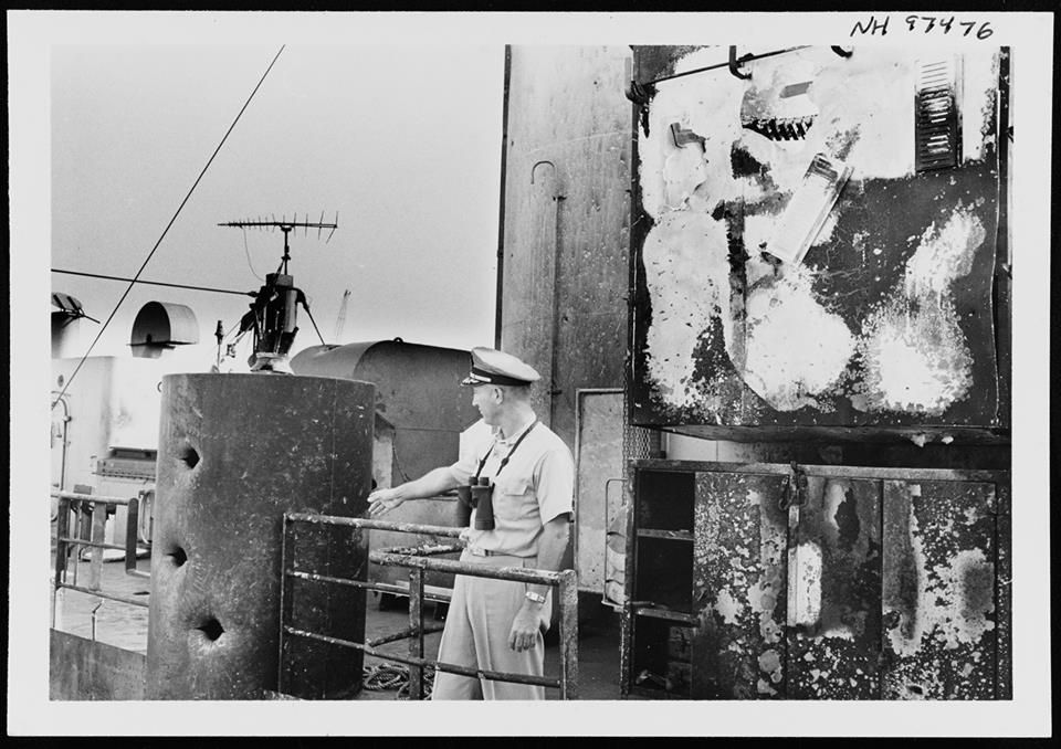 CAPT McGonagle Inspects Ship After Attack