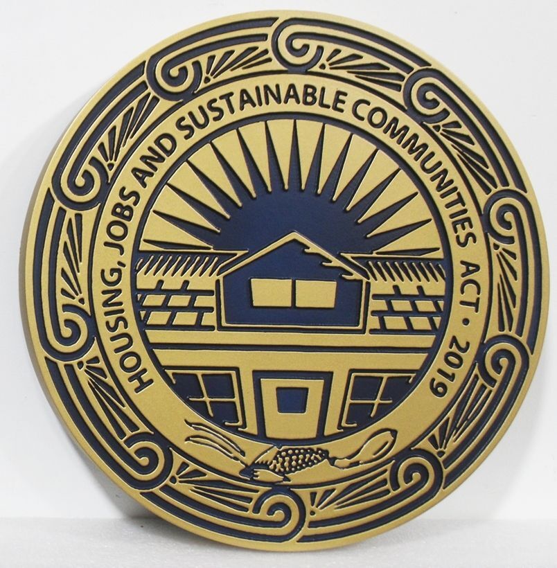 ZP-1258 - Carved Multi-Level Artist-Painted Plaque for the Cherokee Nation - Housing, Jobs and Sustainable Communities Act