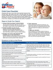 How to Choose Child Care Checklist