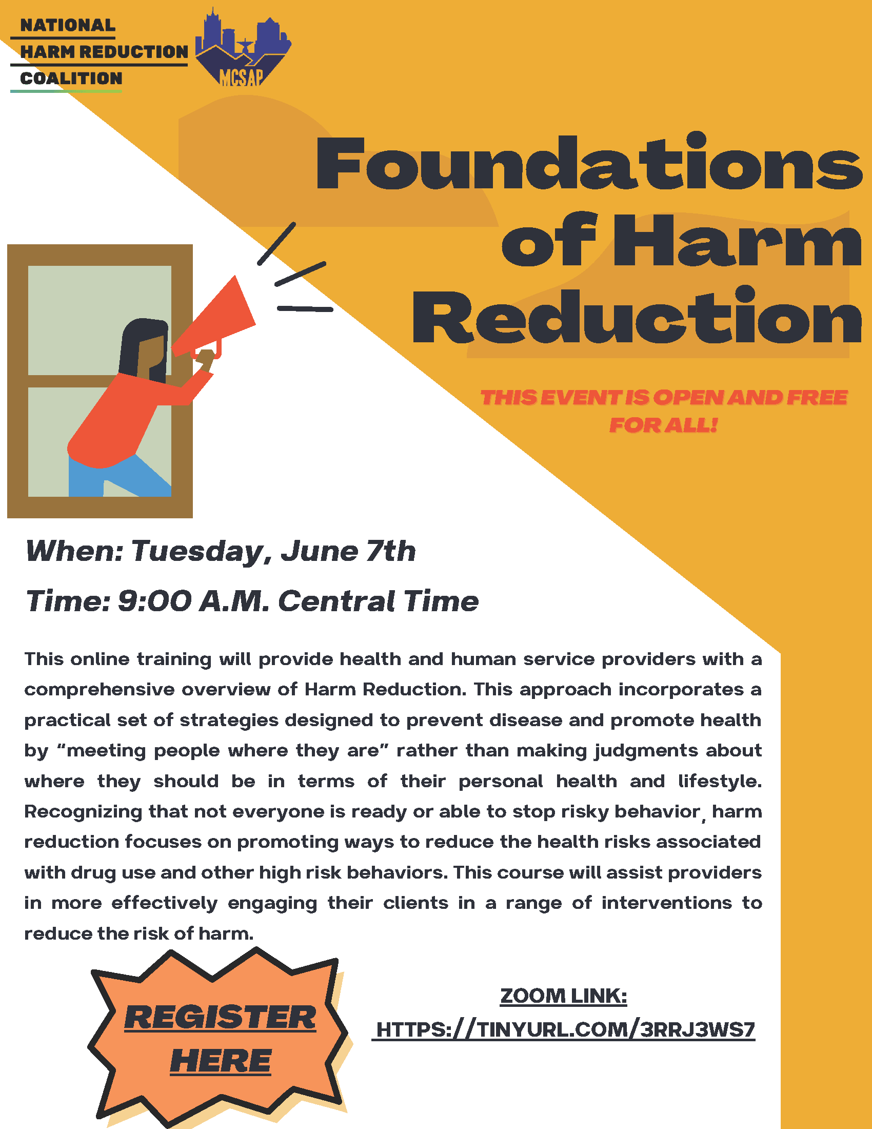 harm reduction workshop flyer