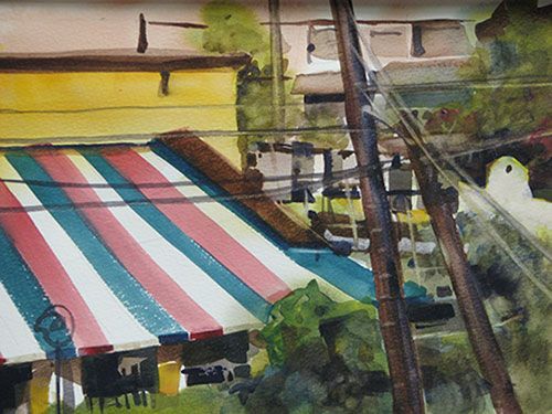 The Awning, watercolor, 11" x 15"