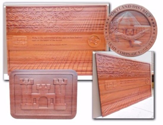 M3051 - Large Carved 3-D Mahogany Wall Panel for the US Army Corps of Engineers, Portland Division  (Gallery 31, page 2)