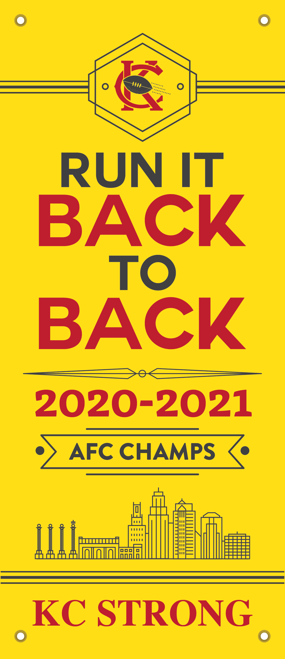 Run It Back to Back Chiefs 15"x36" Banner-Yellow
