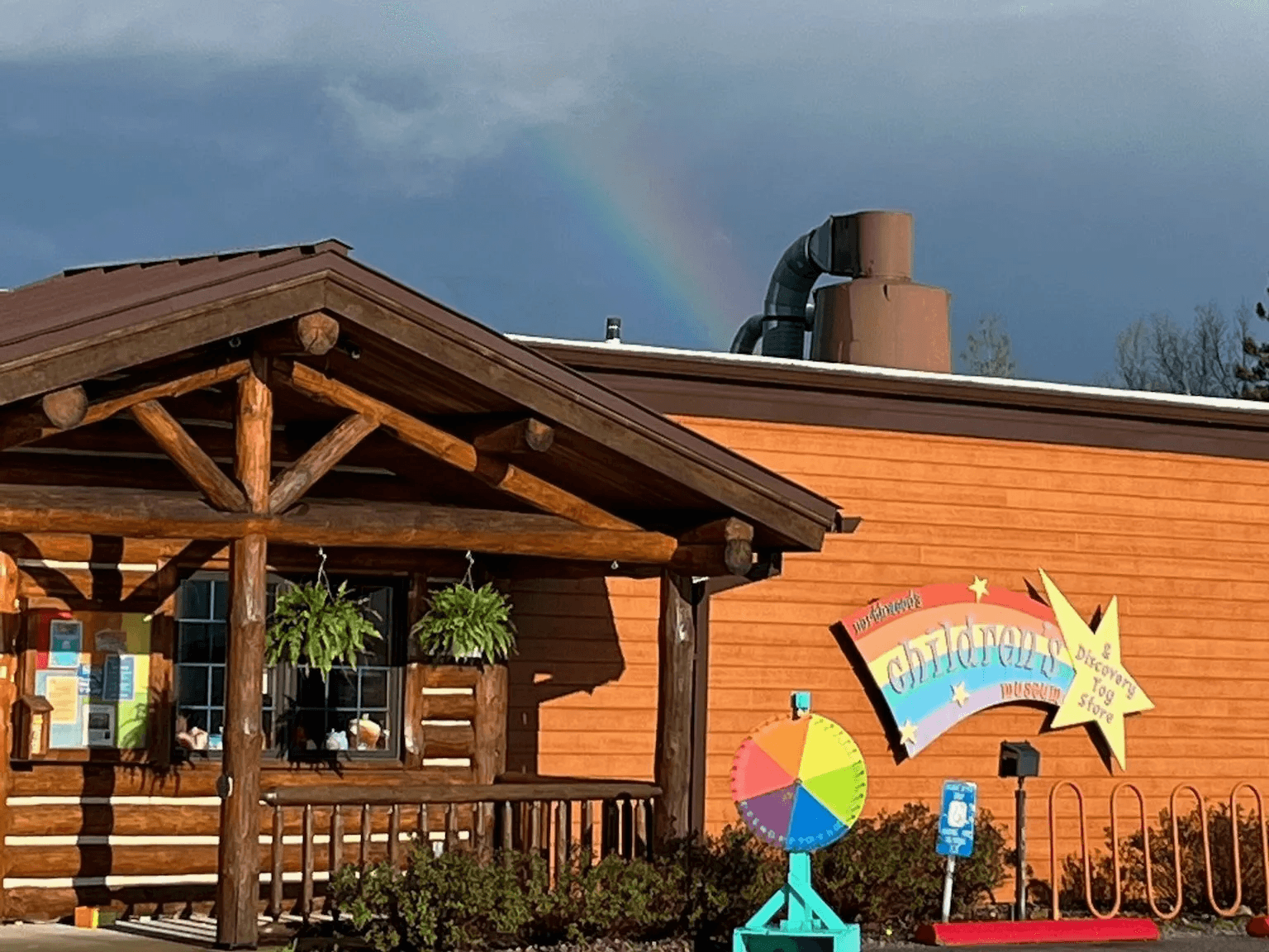 A rainbow over the Northwoods Children's Museum.