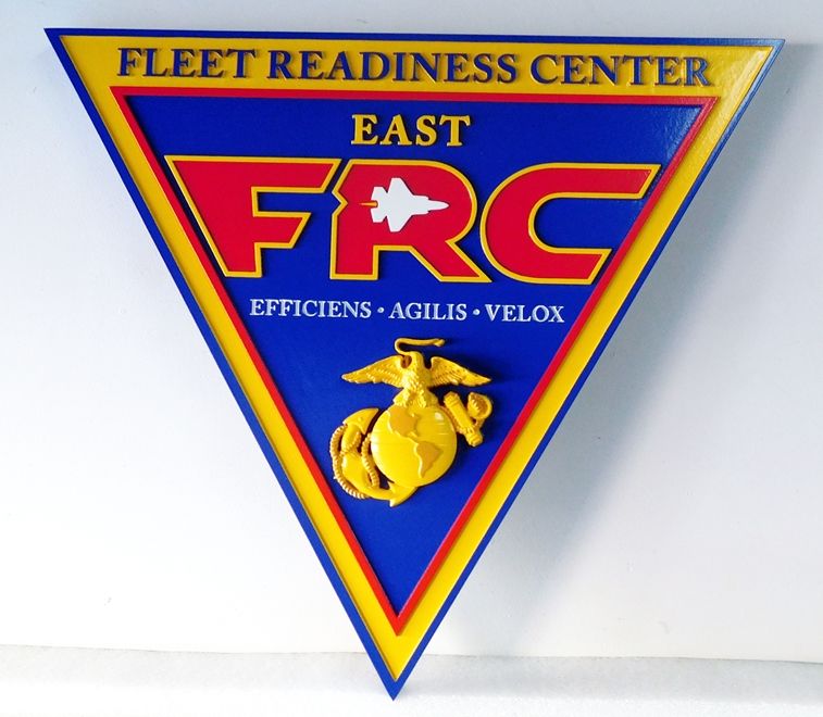 KP-2630 -  Carved Plaque of  the Insignia of the Fleet Readiness Center, US Marine Corps,  Artist Painted