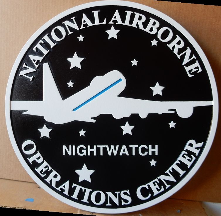IP-1900 - Carved Plaque of the Seal of the US National Airborne Operations Center, Artist Painted 