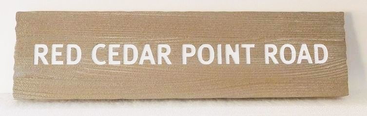 H17069 - Engraved and Sandblasted Western Red Cedar road  Name Sign, Red Cedar Point Road