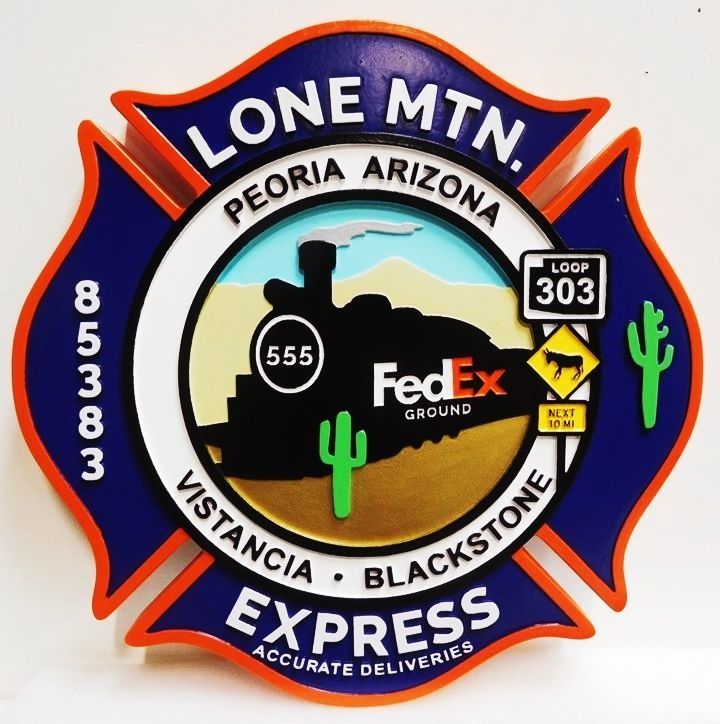CB5675 - Emblem of Lone Mountain Express, Multi-level and Engraved Relief