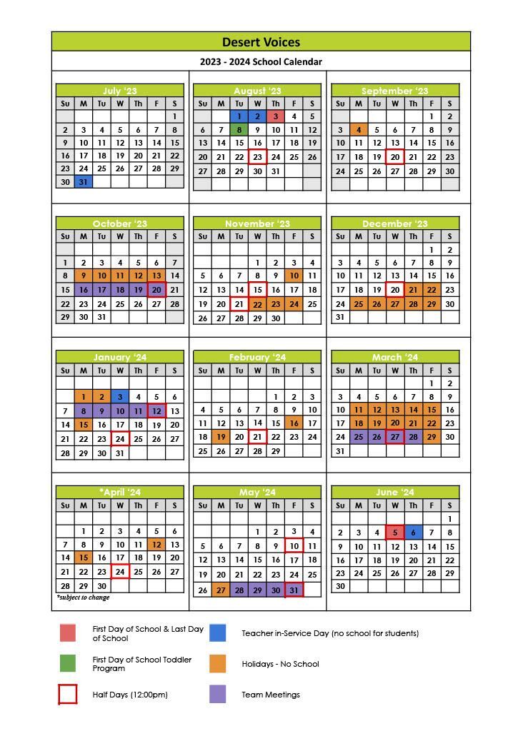 2022 - 2023 School Year Calendar